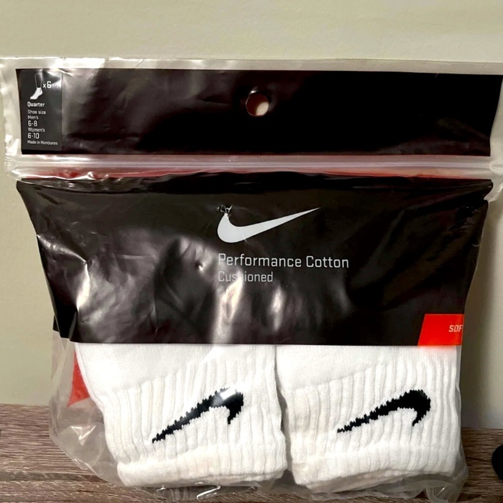 Nike Performance Cotton Cushioned Quarter Socks 6 Pack (Brand New Unopened)